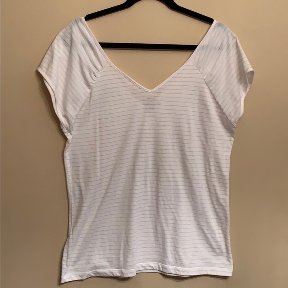 Old Navy wide V-neck Tee with silver stripes - Picture 2 of 4